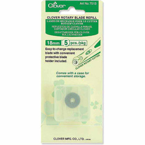 CLOVER 7513 - Rotary Cutter Blade Refills 5 pcs. - 18mm (3⁄4") in packaging CLOVER 7513 - Rotary Cutter Blade Refills 5 pcs. - 18mm (3⁄4") in packaging