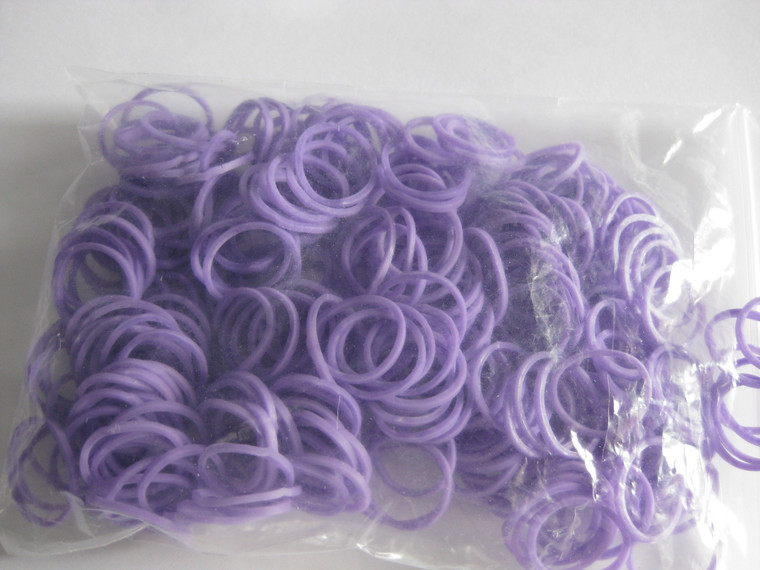 bag of 300 Loopy Bandz silicone bands shown in bright light that appear lighter than they are when in subdued light
