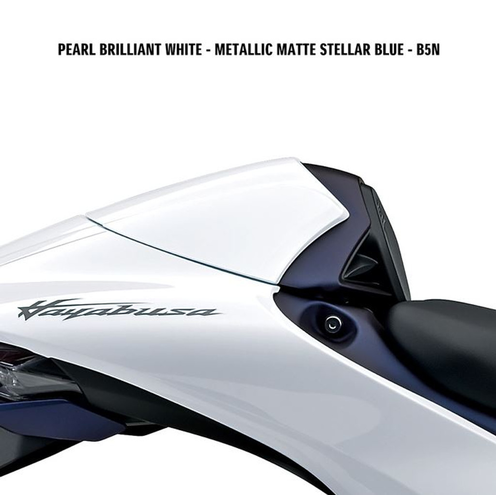 Hayabusa Single Seat Cowl (Pearl Brilliant White - Metallic Matte Stellar Blue)