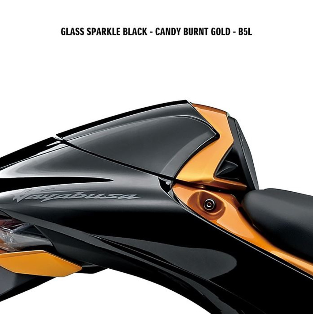 Hayabusa Single Seat Cowl (Glass Sparkle Black - Candy Burnt Gold)