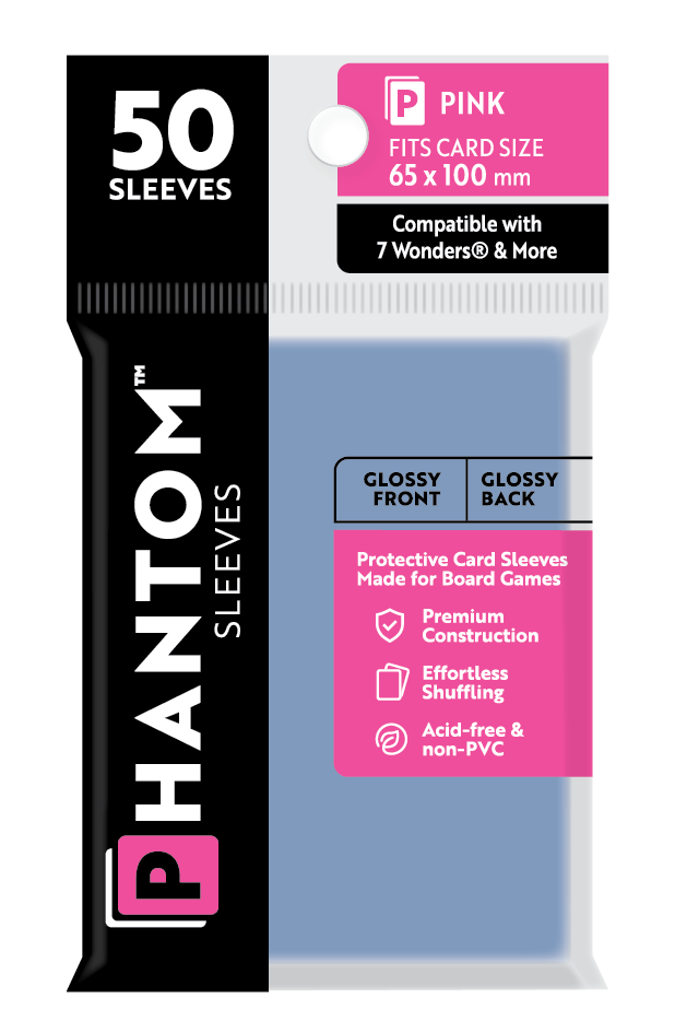Phantom Sleeves: Pink Size (65mm x 100mm) - Gloss/Gloss (50)
