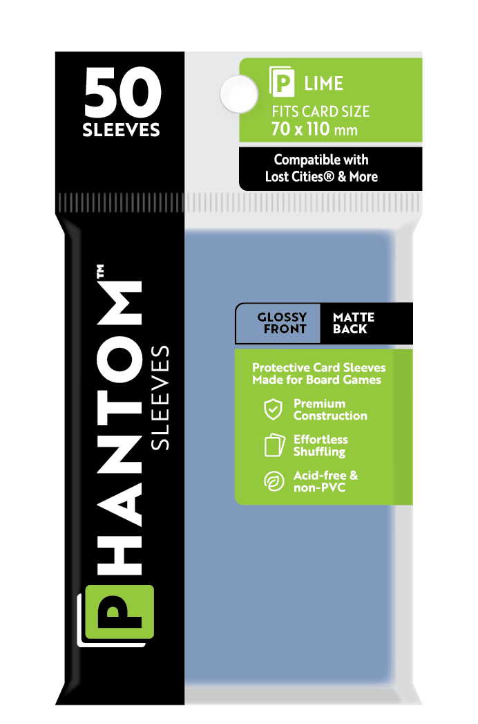 Phantom Sleeves: Lime Size (70mm x 110mm) - Gloss/Matte (50)