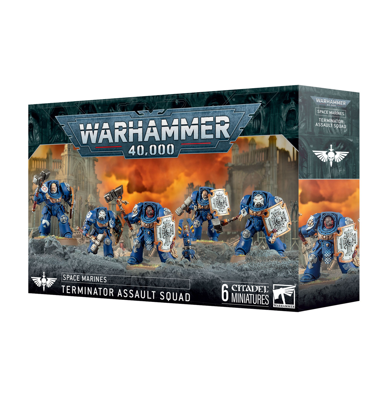Warhammer 40,000 – Escuadrón De Asalto De Terminadores De Marines Espaciales – Kit De 6 Miniaturas Con Opciones De Armas Y Transferencias – Regalo Para Coleccionistas