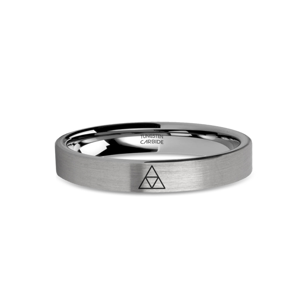 Triforce Legend of Zelda Link Engraved Tungsten Ring, Brushed