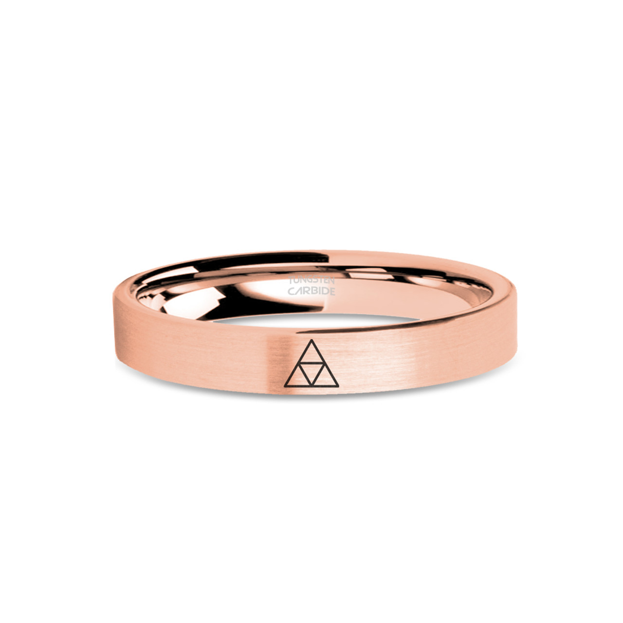 Triforce Legend of Zelda Link Rose Gold Tungsten Ring, Brushed