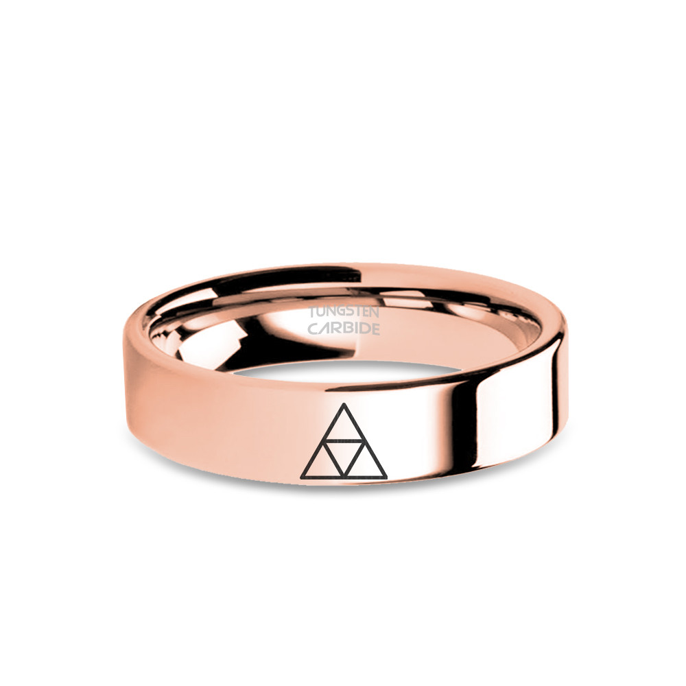 Triforce Logo Legend of Zelda Rose Gold Tungsten Carbide Ring