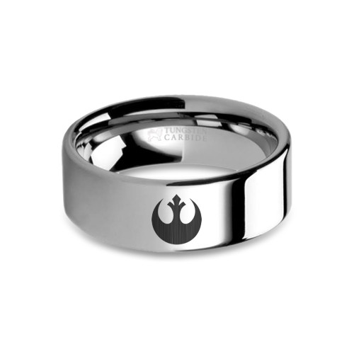 Star Wars Rebel Alliance Emblem Engraved Tungsten Wedding Band