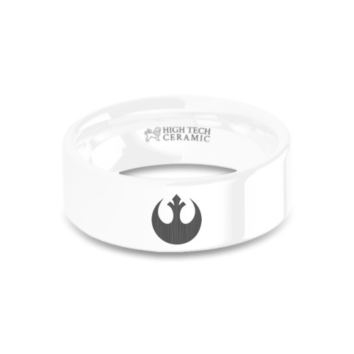 Star Wars Rebel Alliance Sign Insignia Engraved White Ceramic Ring