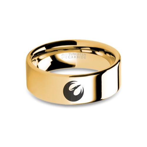 Star Wars Rebels Phoenix Squadron Crest Logo Gold Tungsten Ring