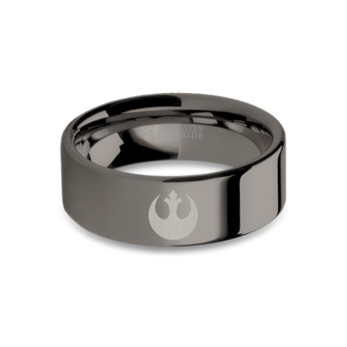Star Wars Rebel Alliance Logo Symbol Gunmetal Gray Tungsten Ring