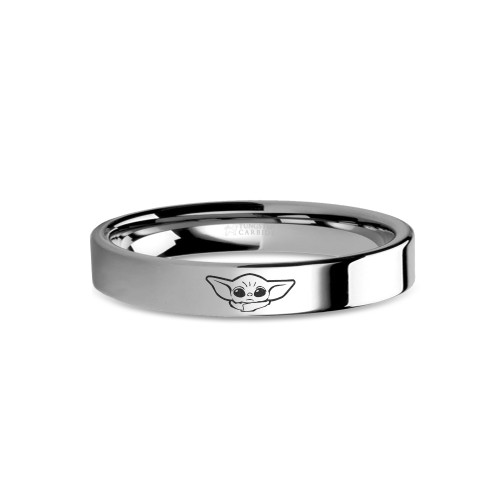 Star Wars Baby Yoda Child Mandalorian Engraved Tungsten Ring