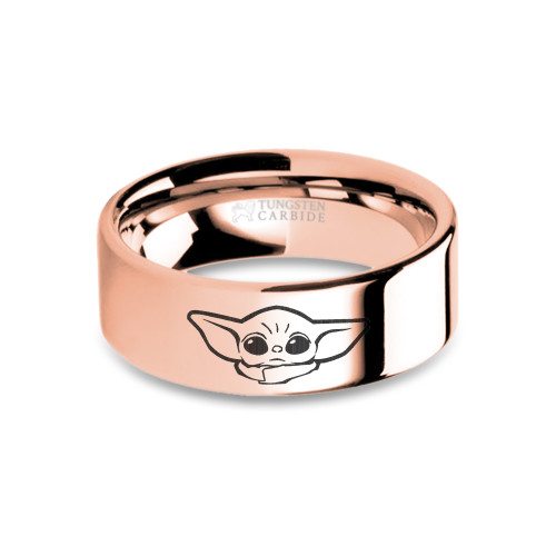 Star Wars Baby Yoda Child Mandalorian Rose Gold Tungsten Ring