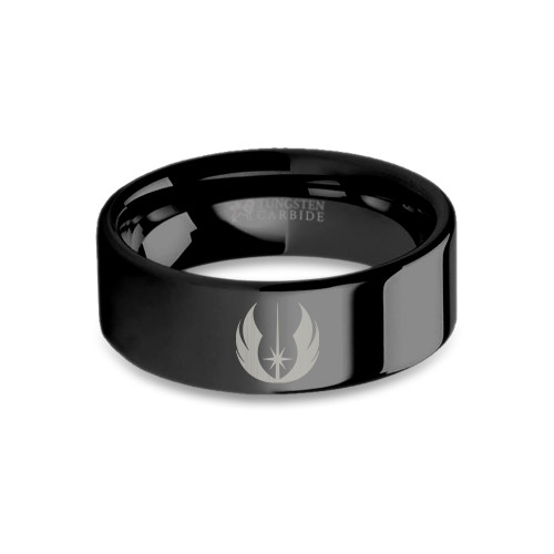 Star Wars Jedi Order Lightsaber Wings Symbol Black Tungsten Ring