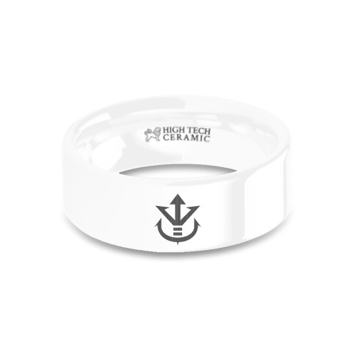 Dragon Ball Saiyan Royal Family Crest Engraved White Ceramic Ring