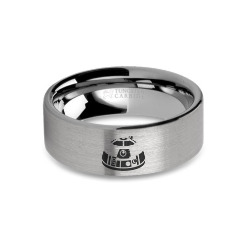 Star Wars R2-D2 Artoo Head Engraved Tungsten Ring, Brushed