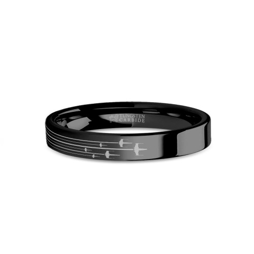 Star Wars X-wing Rogue Squadron Engraved Black Tungsten Ring