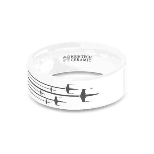 Star Wars X-wing Rogue Squadron Engraved White Ceramic Ring