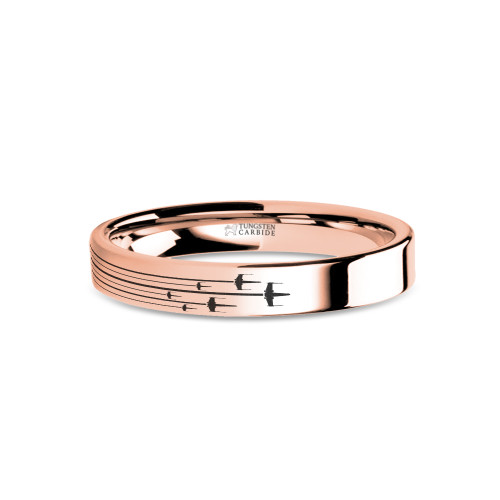 Star Wars X-wing Squadron Flight Engraved Rose Gold Tungsten Ring