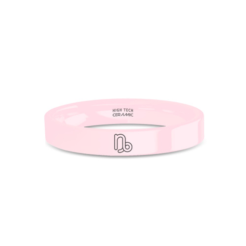 Capricorn Astrology Symbol Engraved Pink Ceramic Wedding Band - Image View 1