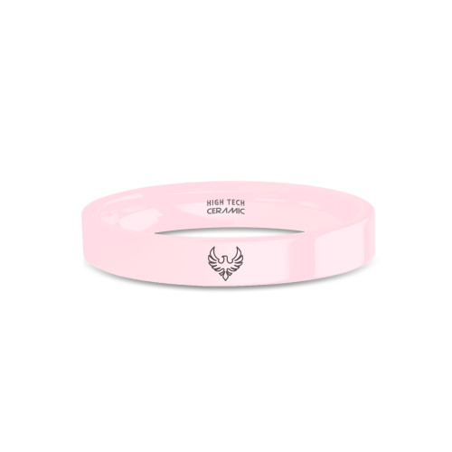 Phoenix Immortal Bird Engraved Polished Pink Ceramic Wedding Band - Image View 1