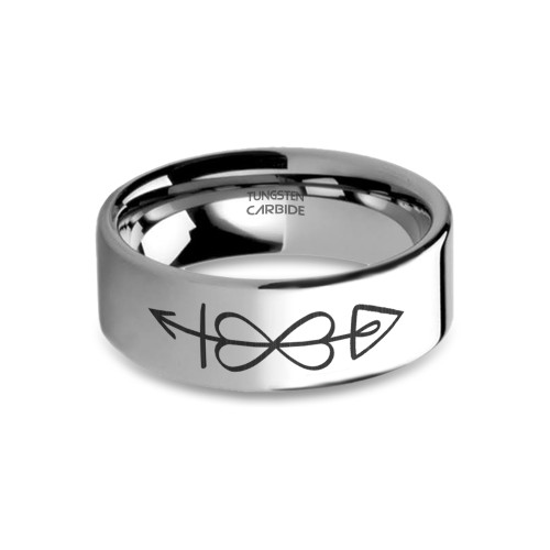Love Charm Ancient Witchcraft Symbol Laser Engraved Tungsten Ring - Image View 5