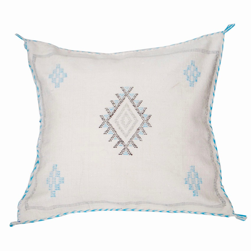 Moroccan Sabra Pillow, White Silk Throw Pillow Sheherazade® Home