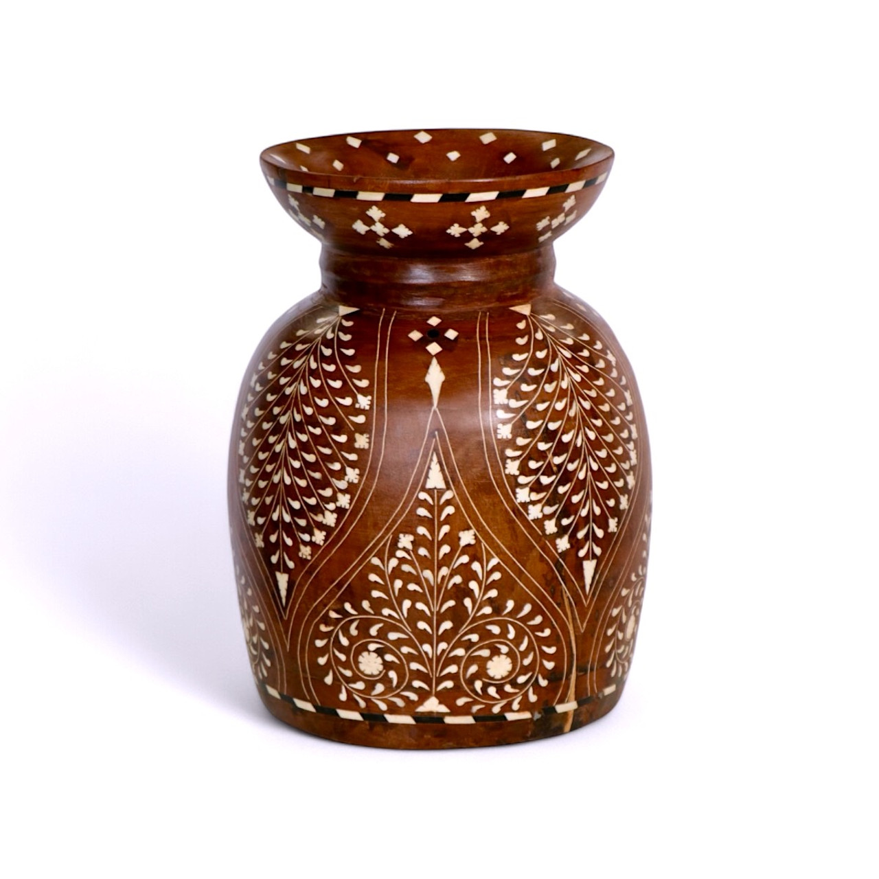 NODEL DESIGN Teak Dish M、S 4セット Vintage Teak Wood Bone Inlay Vase – Timeless for Your Décor