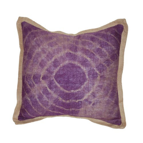 Tie Dye Purple Burlap Pillow Sheherazade