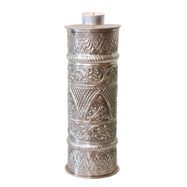 Indian Silver Metal Candle Holder / Sheherazade® Home