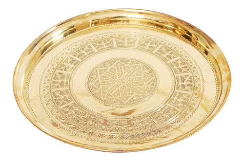 1900s Moroccan Brass Tray Star Etched Collectible Polished Platter 22. -  E-mosaik