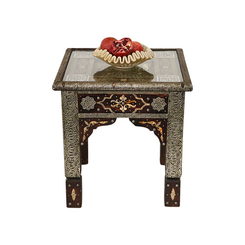 ヴィンテージ　MOROCCAN side table Moroccan Hexagonal Side Table with Bone Inlay & Brass Nail