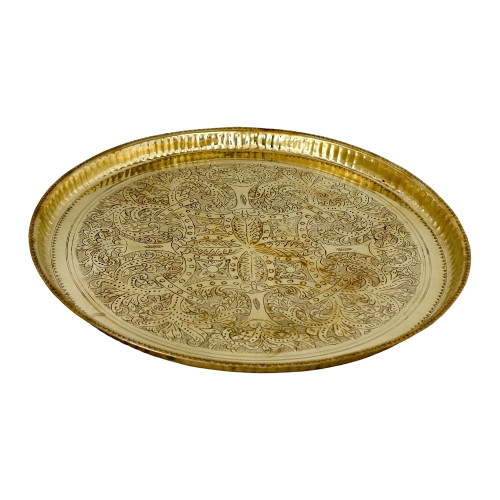 Moroccan Vintage Brass Tray- 21".5