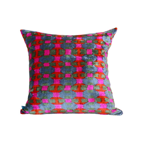 Multi- Color Velvet Ikat Pillow