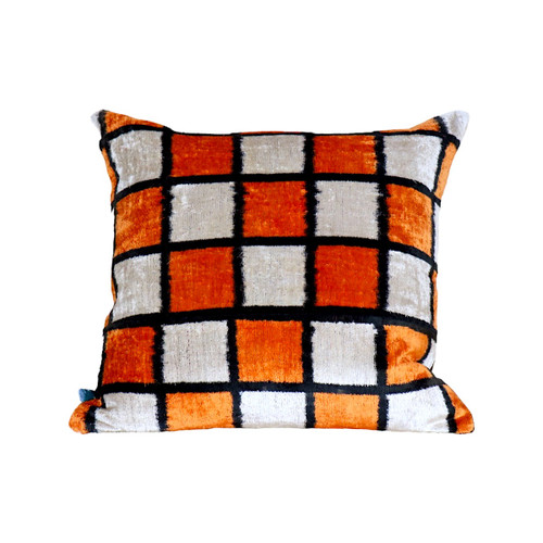 Check-board Ikat Velvet Pillow