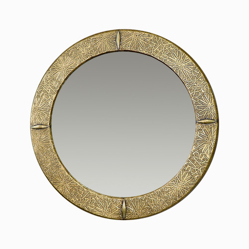 Moroccan Brass Metal Round Mirror