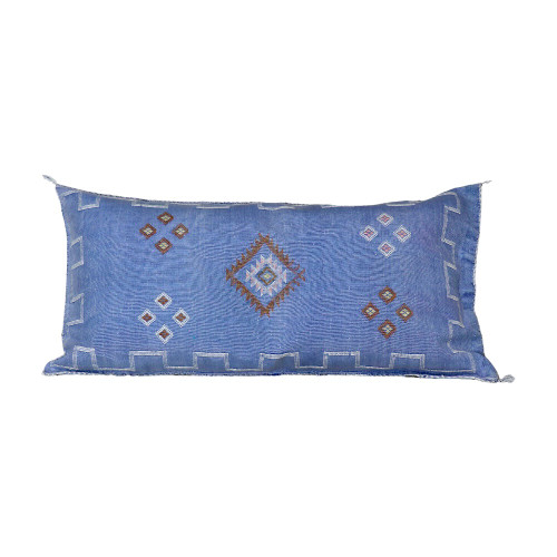 Blue Moroccan Cactus Silk Pillow