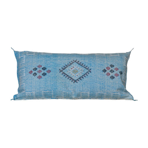 Turquoise Moroccan Cactus Silk Pillow