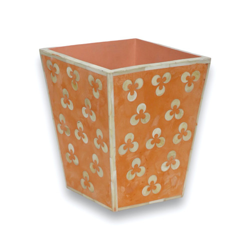 Orange Chintamani Bone Inlay Trash Can