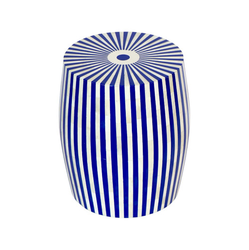 Striped Bone & Resin Table/ Stool- Blue