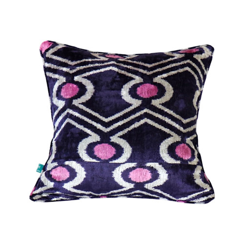 Samarkand Plum Ikat Velvet Pillow