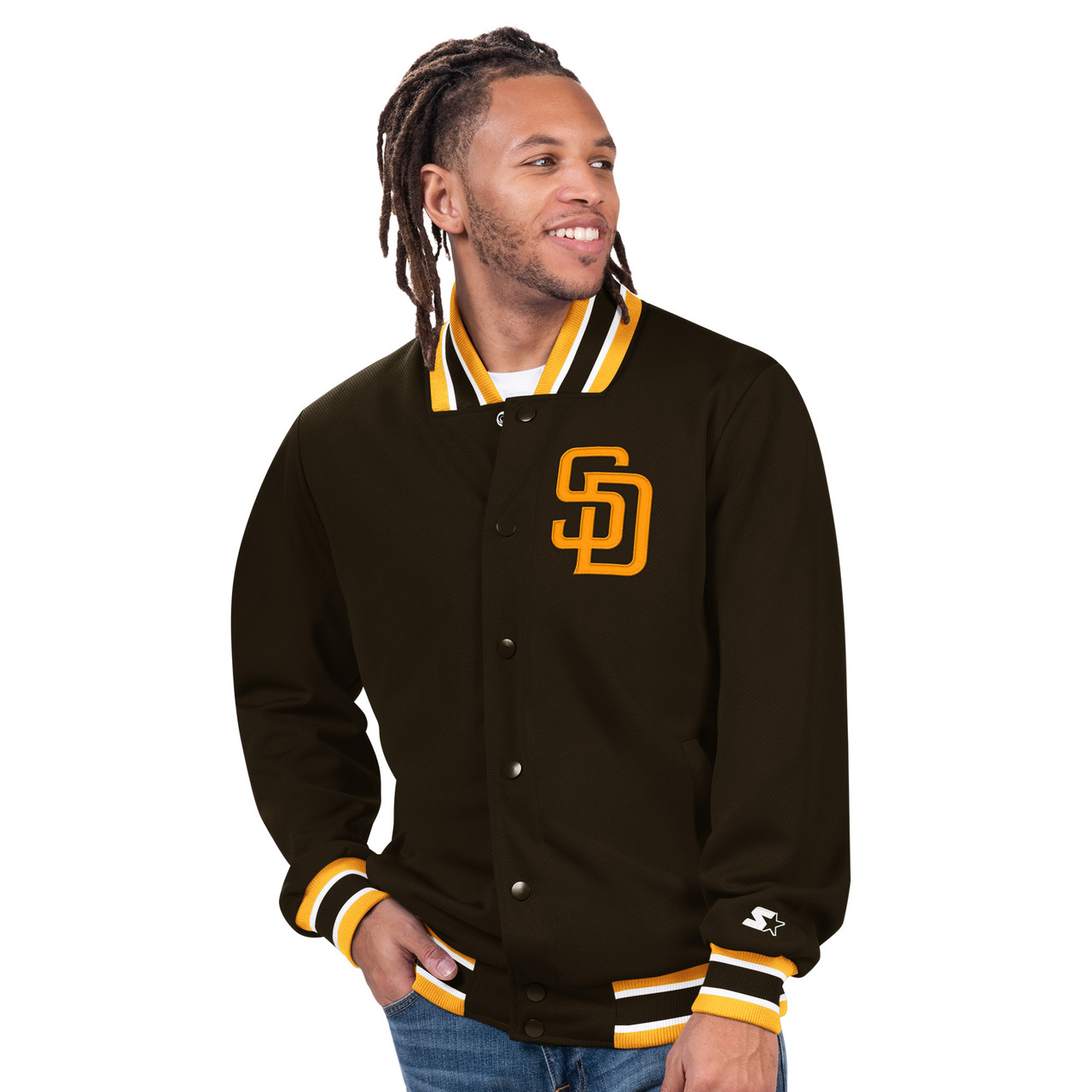 Sports Fever San Diego Padres Men's Snap Button Jacket 2 Tone New