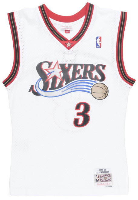 Men's Allen Iverson Philidephia 76er's Mitchell & Ness White Throwback Swingman Jersey in White