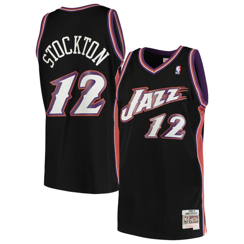 John Stockton Utah Jazz Mitchell & Ness Jersey Black