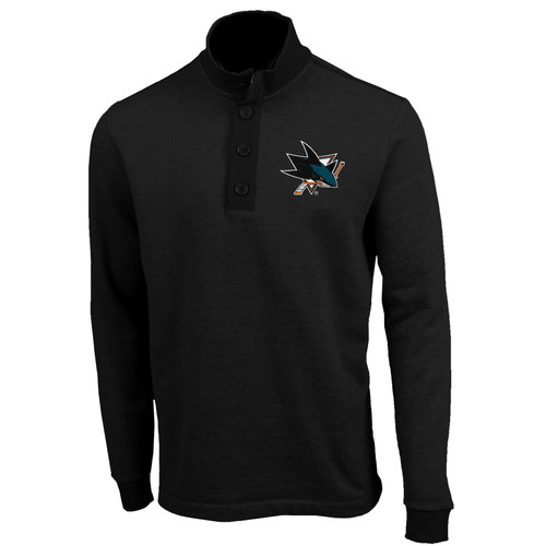 Men's San Jose Sharks Antigua Black 3 Button Pullover 