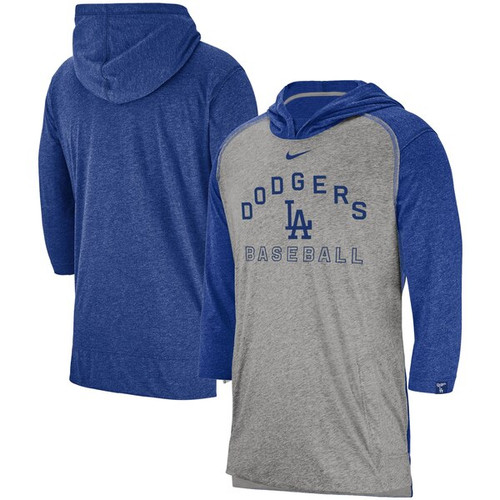 Los Angeles Dodgers Men's Nike Gray Flux 3/4 Sleeve Pullover Hoodie
