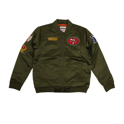 Men's San Francisco 49ers Mitchell & Ness Olive Green Bomber Jacket
