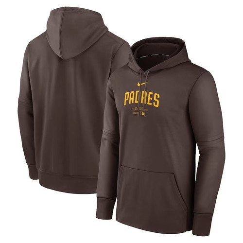 San Diego Padres Men's Nike Brown Authentic Collection Practice Performance Pullover Hoodie
