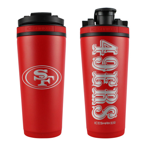 San Francisco 49ers 26oz Ice Shaker Bottle Laser Engraved Red by Wincraft