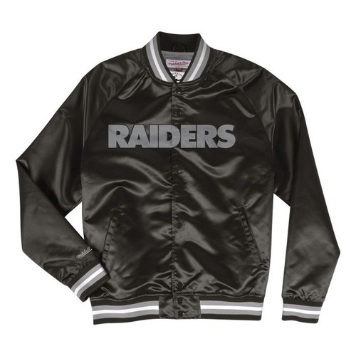 Las Vegas Raiders Men's Mitchell & Ness Double Clutch Lightweight Satin Jacket