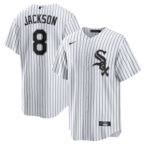 Chicago White Sox Mens White Pinstripe Nike Bo Jackson #8 Replica Jersey